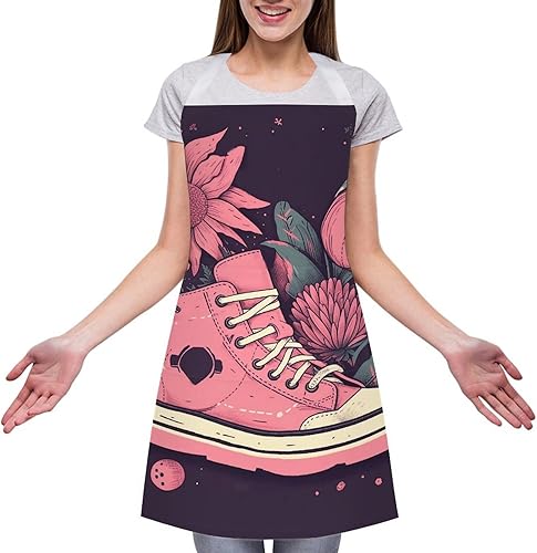 Miniatura 3 de MUSM Apron for Adults - 27.6 X 31.5 Inch, Heavy-Duty Polyester Aprons with Two Large Pockets, Waterproof Peach Shoes Kitchen Apron for Cooking,