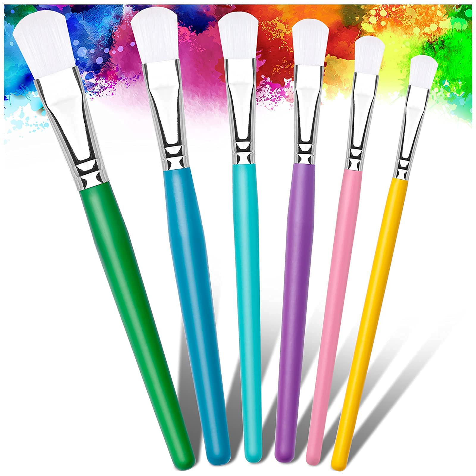 YGAOHF 6PCS Kids Paint Brushes Set - Assorted Colorful Small Paint Brushes for Kids, Easy to Clean & Hold Toddler Paint Brush for Acrylic, Oil, Watercolor, Washable Paint