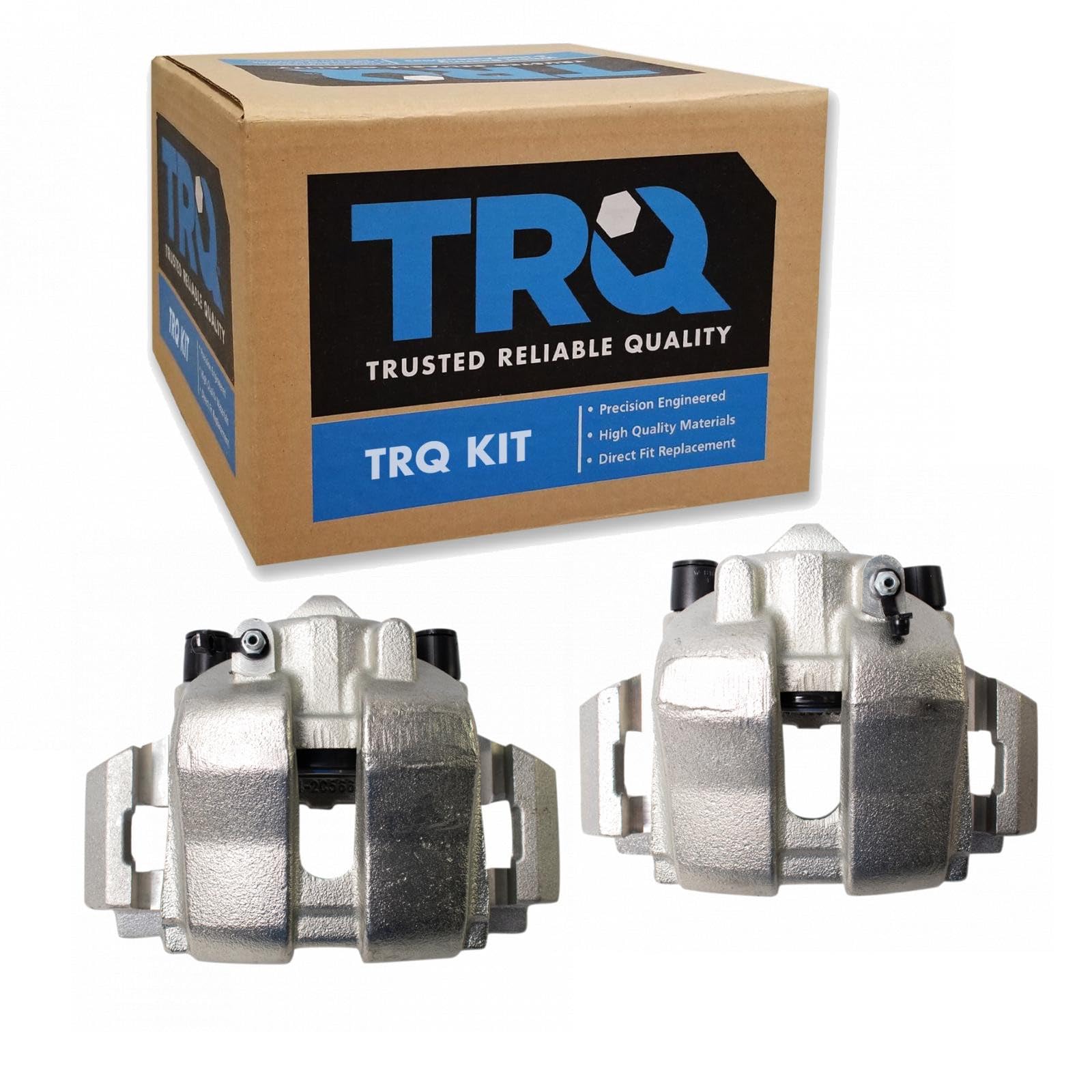 TRQ Front Brake Caliper Set Zinc Coated Brackets