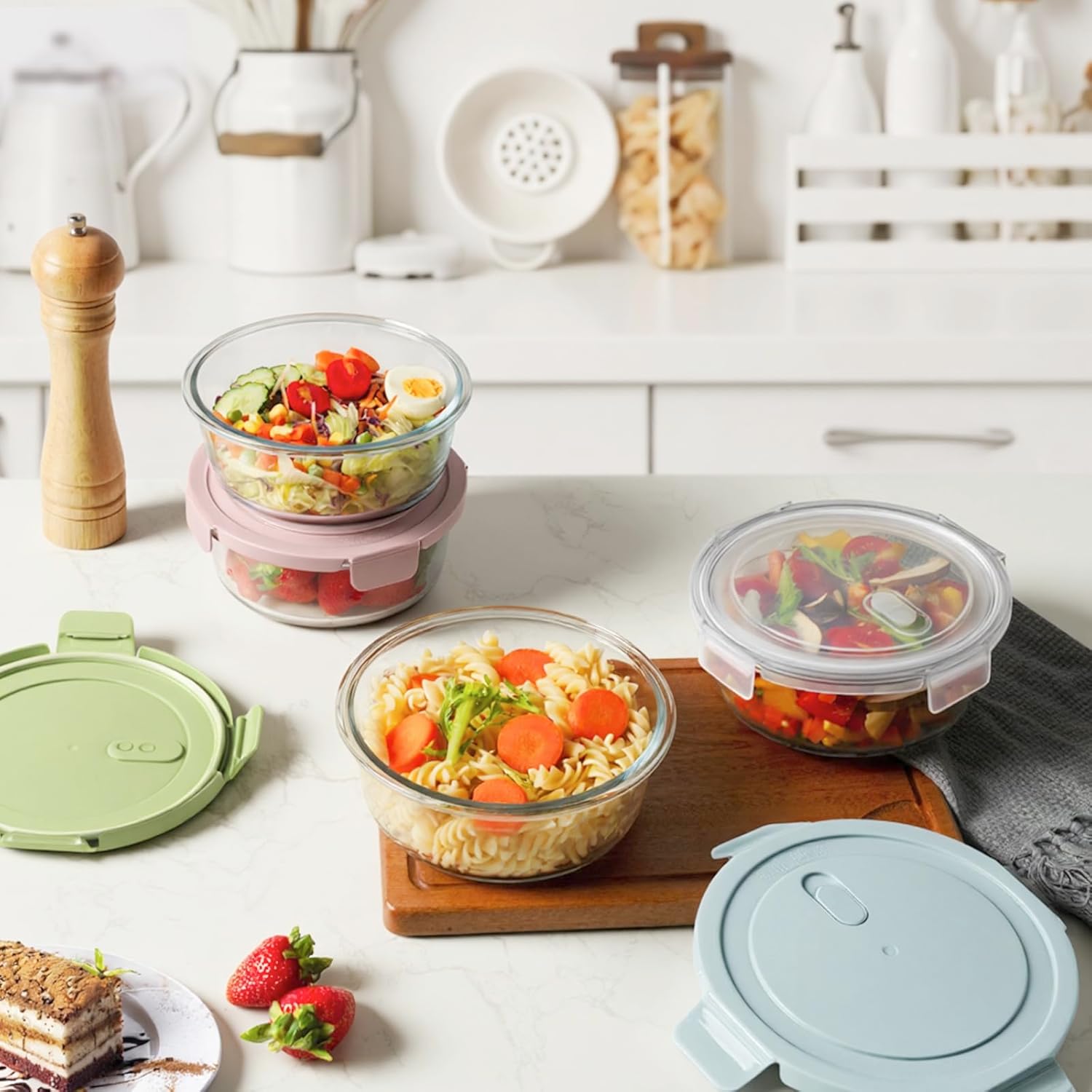 30oz Glass Meal Prep Containers with Lids, Airtight 3.75 Cup Food Storage Containers Set, Heat-Resistant BPA-Free Glass Containers for Soup Leftover, Microwave, Dishwasher, and Freezer Safe (4 Packs) - Image 6