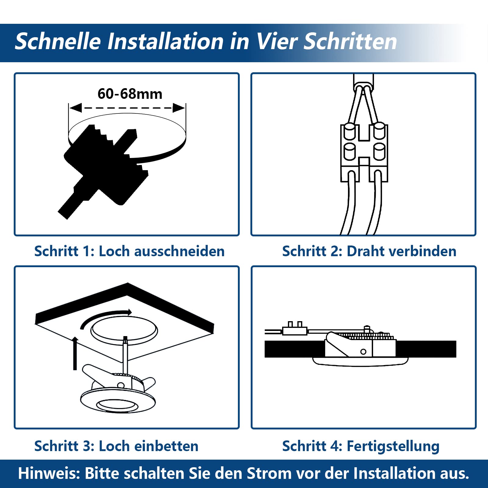 HiBay Einbaustrahler LED Flach 7W LED Spot Badezimmer IP44 Deckenspots Rund Matt Nickel 6000K Kaltweiß Einbauleuchten 850lm 10er Set