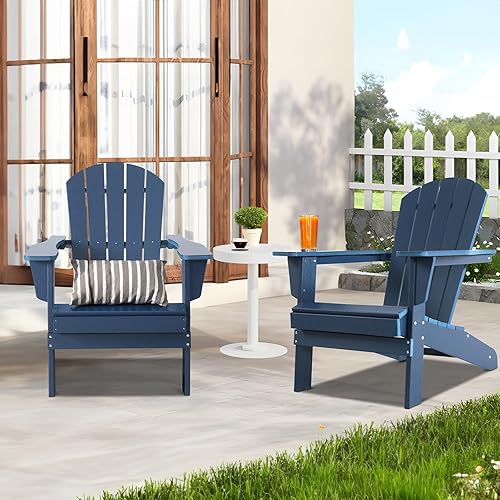 Adirondack - Juego de 2 sillas para patio al aire libre, muebles de plástico HDPE para exteriores para todo tipo de clima, para terraza, porche