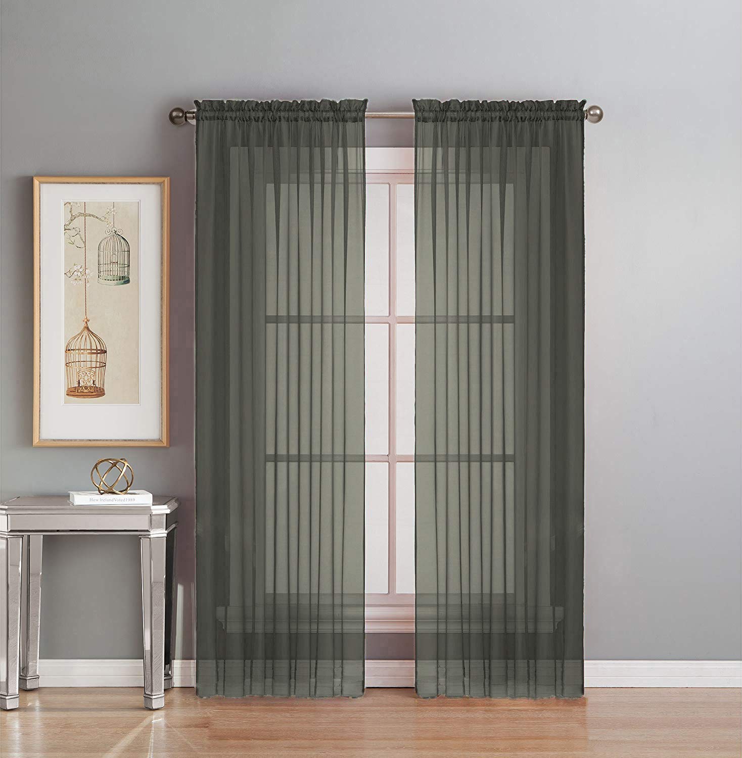 Interior Trends 2-częściowy zestaw w pełni zszytych zasłon okiennych z woalu (długość 160 cm, szary)
