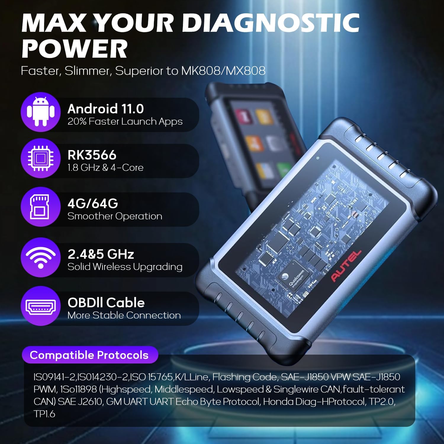 Autel MaxiCOM MK808Z, Autel Scanner, 2025 Bi-Directional Tool, OBD2 Scanner for All Vehicles All System Diagnostic Tool Bi-Directional Control Same as MaxiCOM MK808 Lite MX900