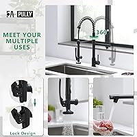Vista 3 de Fapully - Grifo de cocina negro, grifo de fregadero de cocina comercial extraíble con rociador