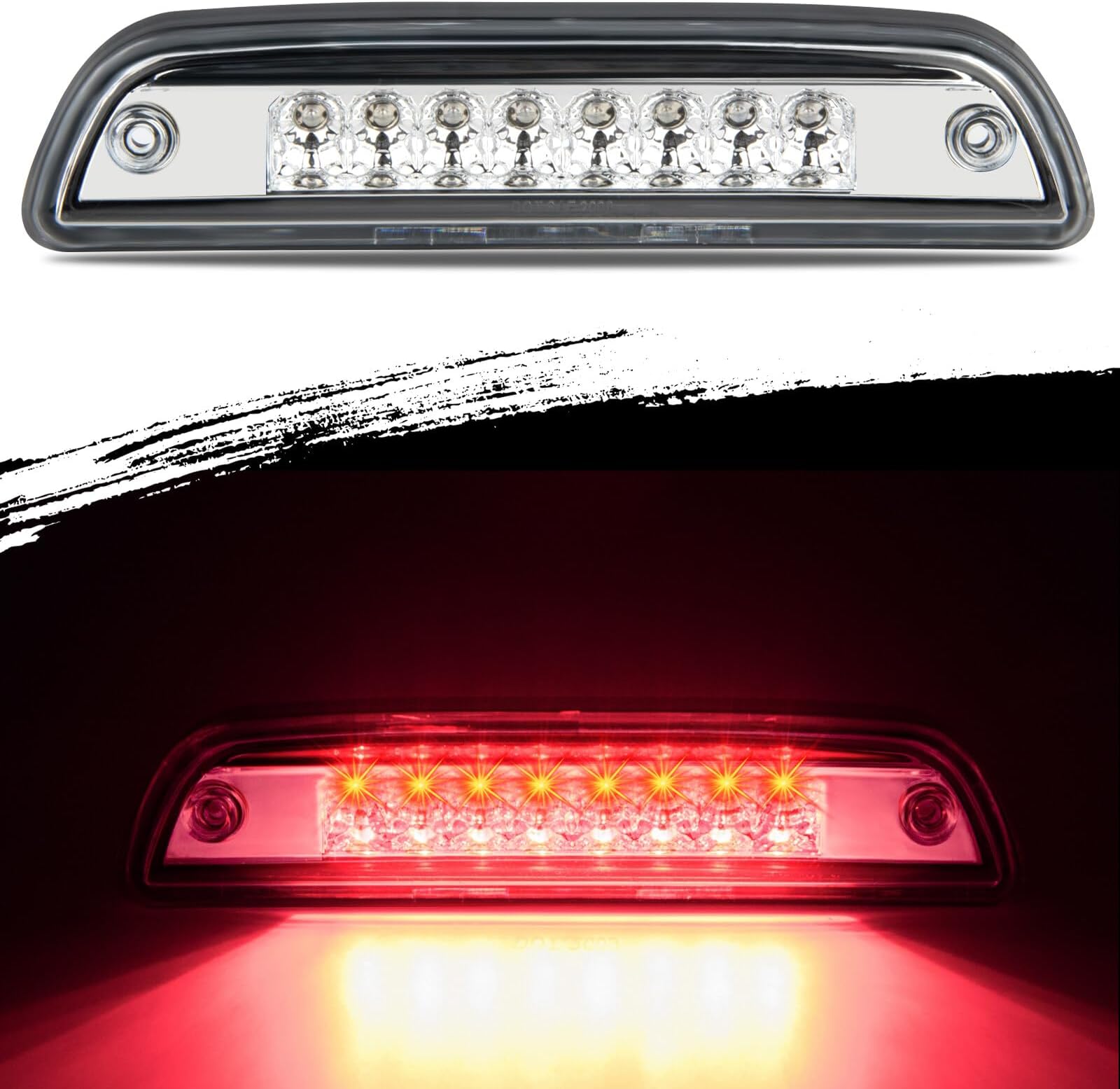 Rear High Mount Stop Brake Lights LED Third Brake Cargo Light Fit For Toyota Tacoma 1995-2017 Third Rear Cab Roof Center Tail Cargo Lamp Chrome Housing+Clear Lens