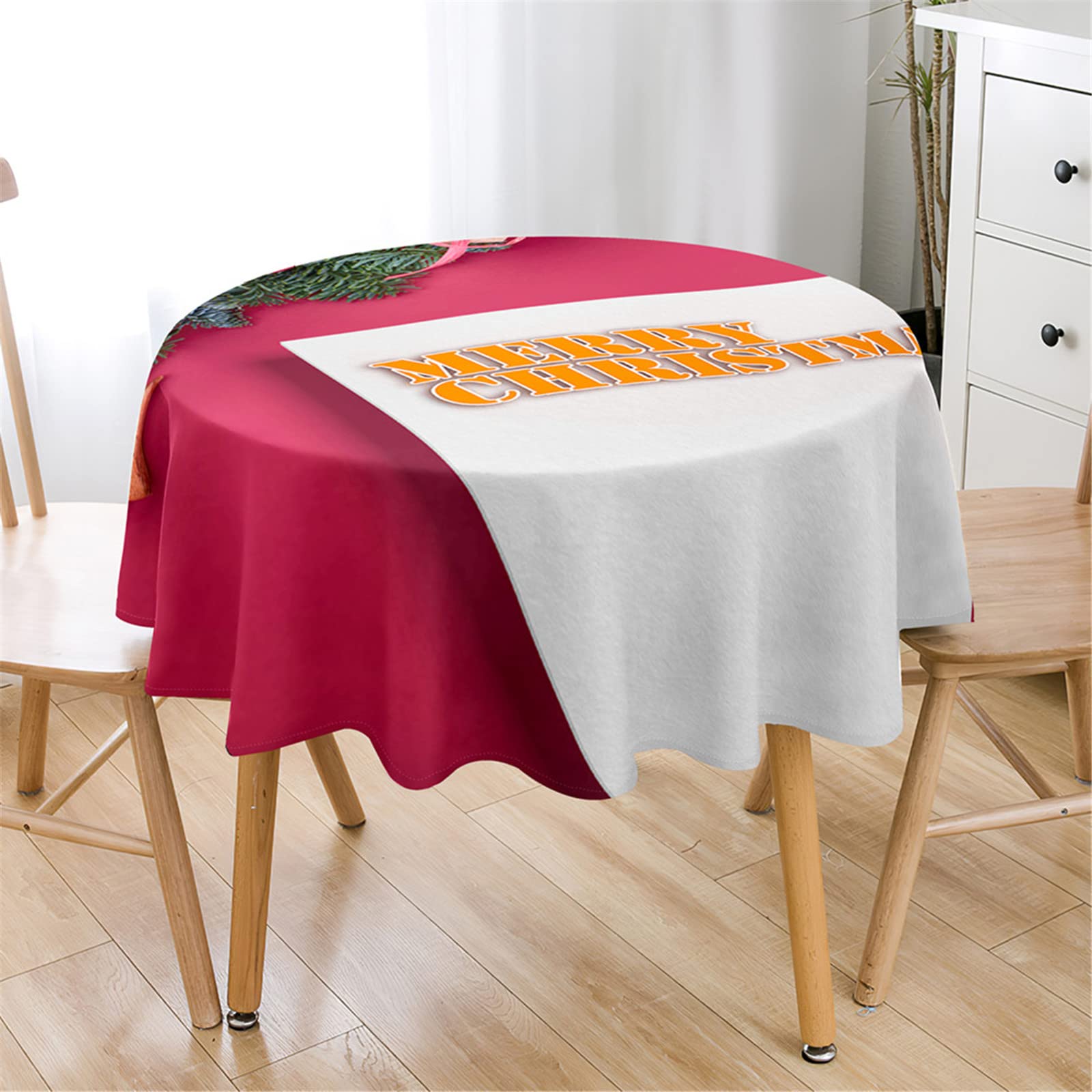 Highdi Noël Nappe Ronde Impermeable, 3D Imprimé Anti Tache Nappe De