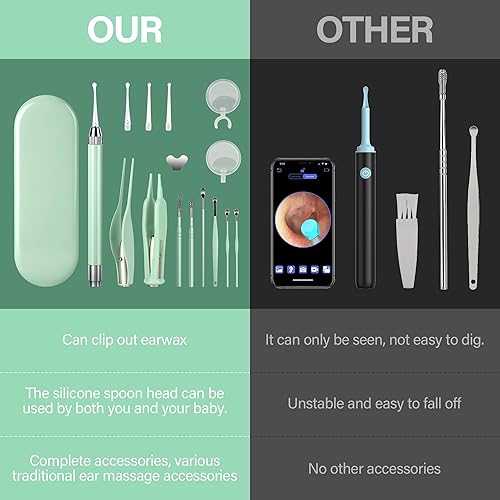 Miniatura 2 de POZILAN Kit de limpieza de oídos con luz LED, paquete de 15 unidades de eliminación de cera de oídos para niños y adultos, excavadora de cucharas y