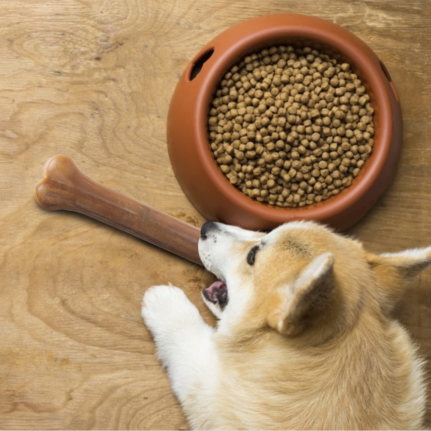 Nobleza - Hueso Prensado para Perros Fortalecedor de Dientes Stick Dental Dog Snack, Hueso de Nudillos de Cuero Crudo, Hueso para morder, Paquete de 6,10 Inches (250mm)