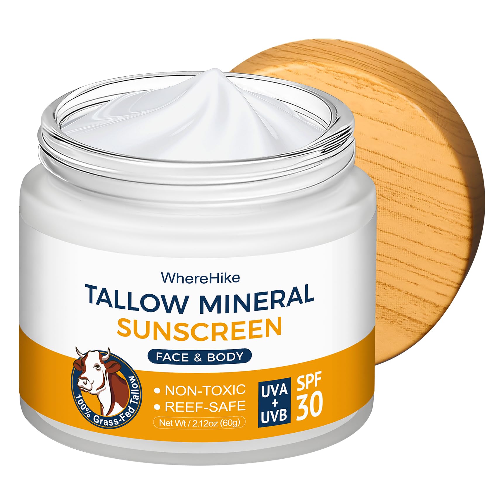 Stilip Beef Tallow Sunscreen Organic SPF 30 with Zinc Oxide Non-Toxic 2-in-1 Moisturizer Mineral Sunblock Reef Safe Chemical-Free
