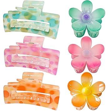 Hair Accessories Gift Set: Nonslip Big Cute Hair Claws, Medium Flower Hair Clips for Thick/Thin Hair, Hair Styling Accessories for Women/Girls