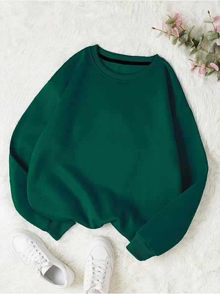 Düz Renkli Özel Bisiklet Yaka Sweatshirt Haki