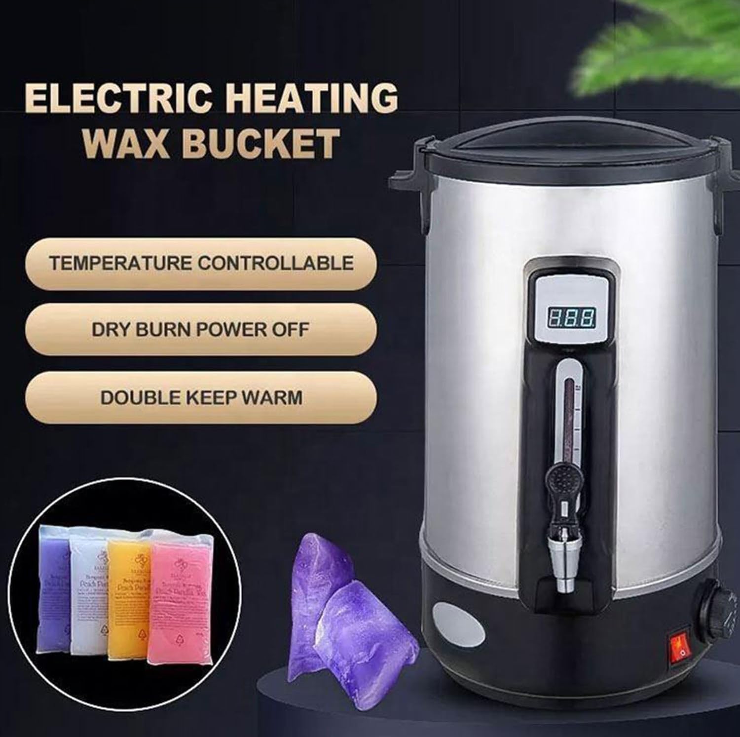 Ksedcon Fondicera Digitale con Beccuccio Versatore per la Produzione di Candele – Pentolino Elettrico con Indicatore di Temperatura e Spegnimento Automatico