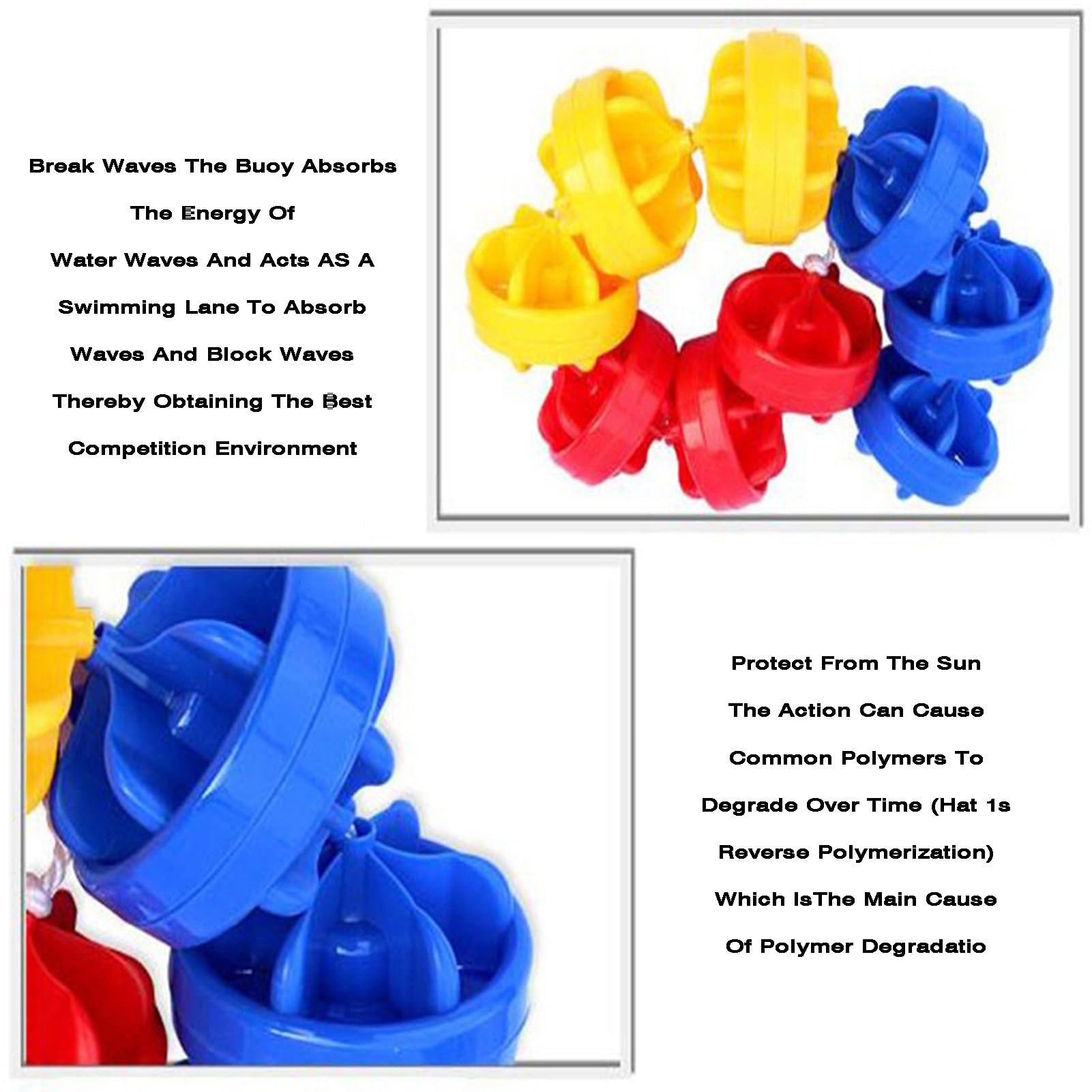 Ligne de Couloir de Piscine – Flotteur de Sauvetage Hexagonal (15 cm)