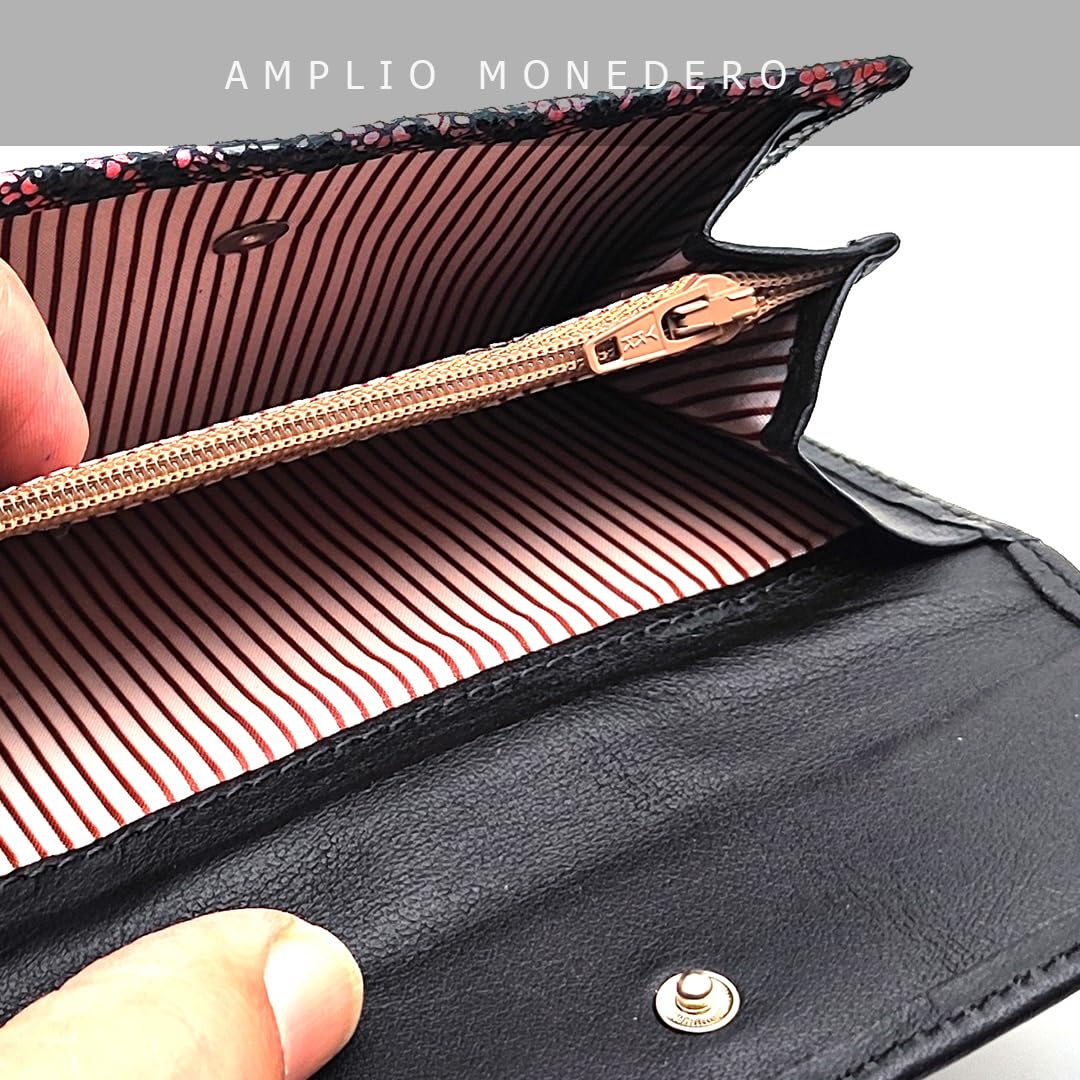 Cartera de Mujer en Piel Mediana - Hecho a Mano - RFID - 38714 Burdeos