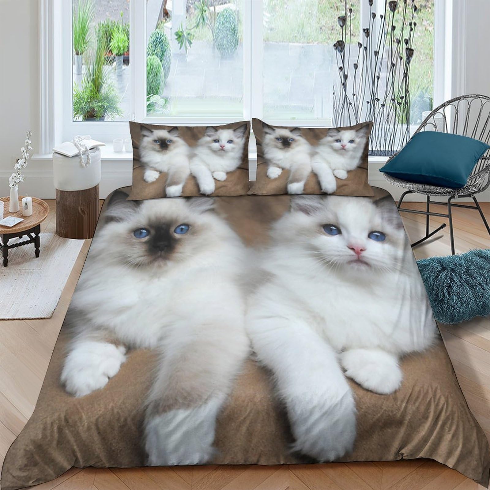 Housse de couette imprimée chat, le cadeau d'anniversaire parfait pour la famille