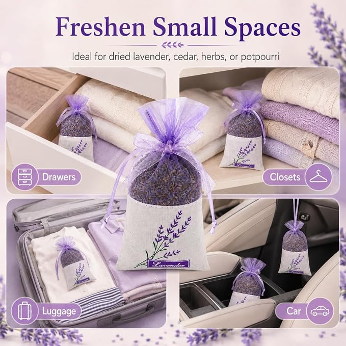 30 Bolsas Saco Lavanda Vacías con Cordón Algodón Lino miniatura 8