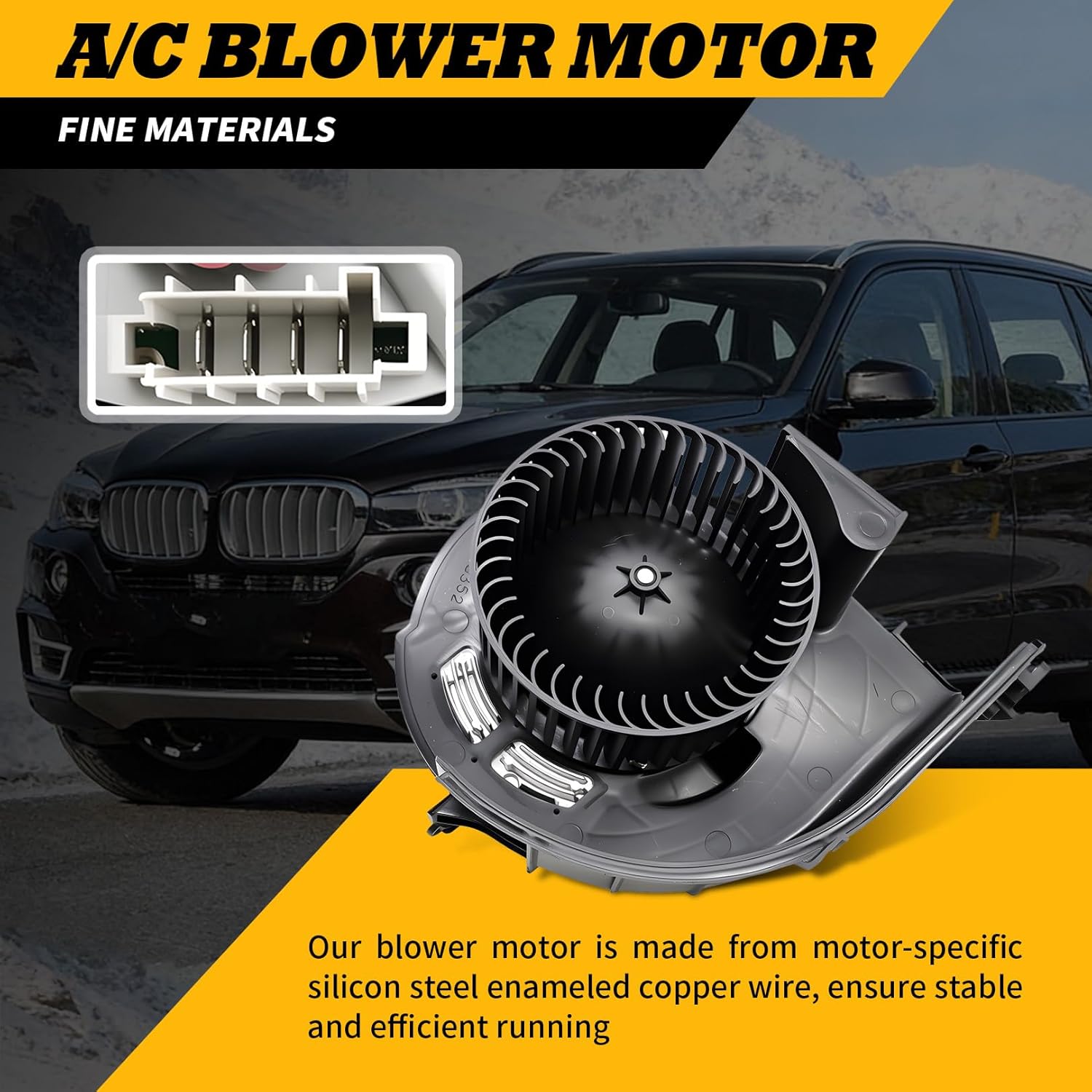 64116971108 HVAC Heater Blower Motor with Resistor Compatible with X5 2007-2013 X6 2008-2013 Replaces 64119245849 64119229658 64116971108