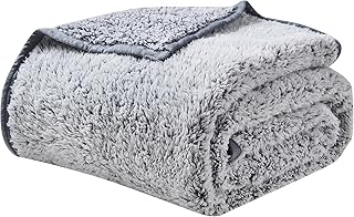 EMME Fuzzy Fleece Throw Blanket 152 x 203 cm Size Ultra Soft Warm Sherpa Blanket Microfiber Cozy Blanket for Couch Sofa Lightweight Fuzzy Thick Reversible Couch Blanket(Grey, 152 x 203 cm)