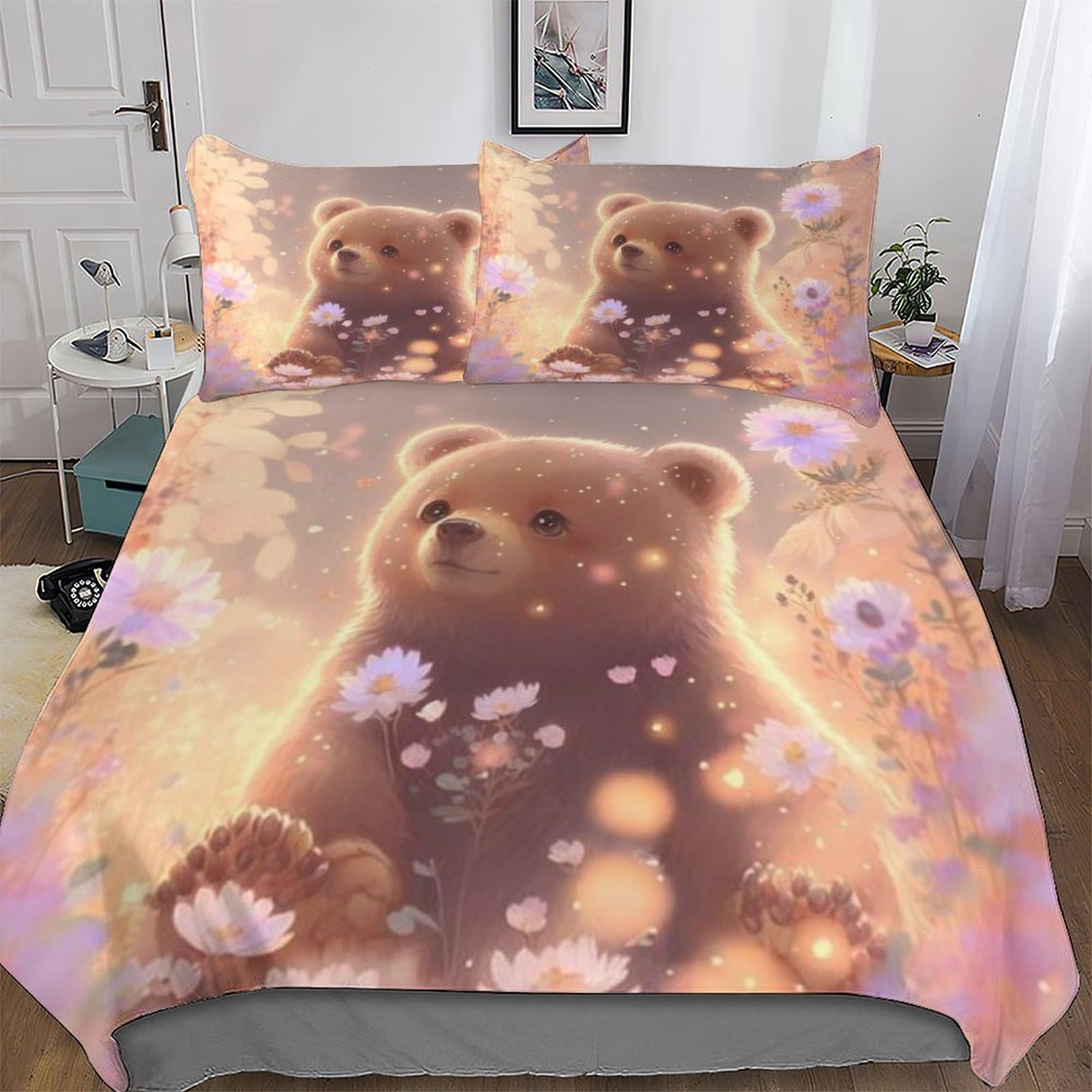Housse de couette 200x200 coton doux microfibre parure de lit 3 pièces