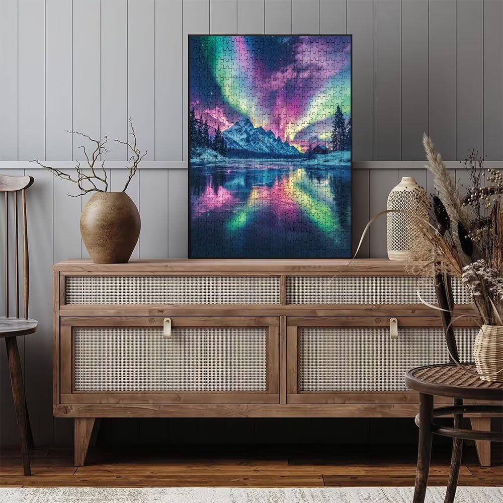 Puzzle 4000 sztuk, puzzle fantasy zorza polarna dla dorosłych 4000, drewniane puzzle, klasyczne gry edukacyjne, niemożliwe wyzwanie, rodzina gier, kreatywny prezent DX0YL1-483