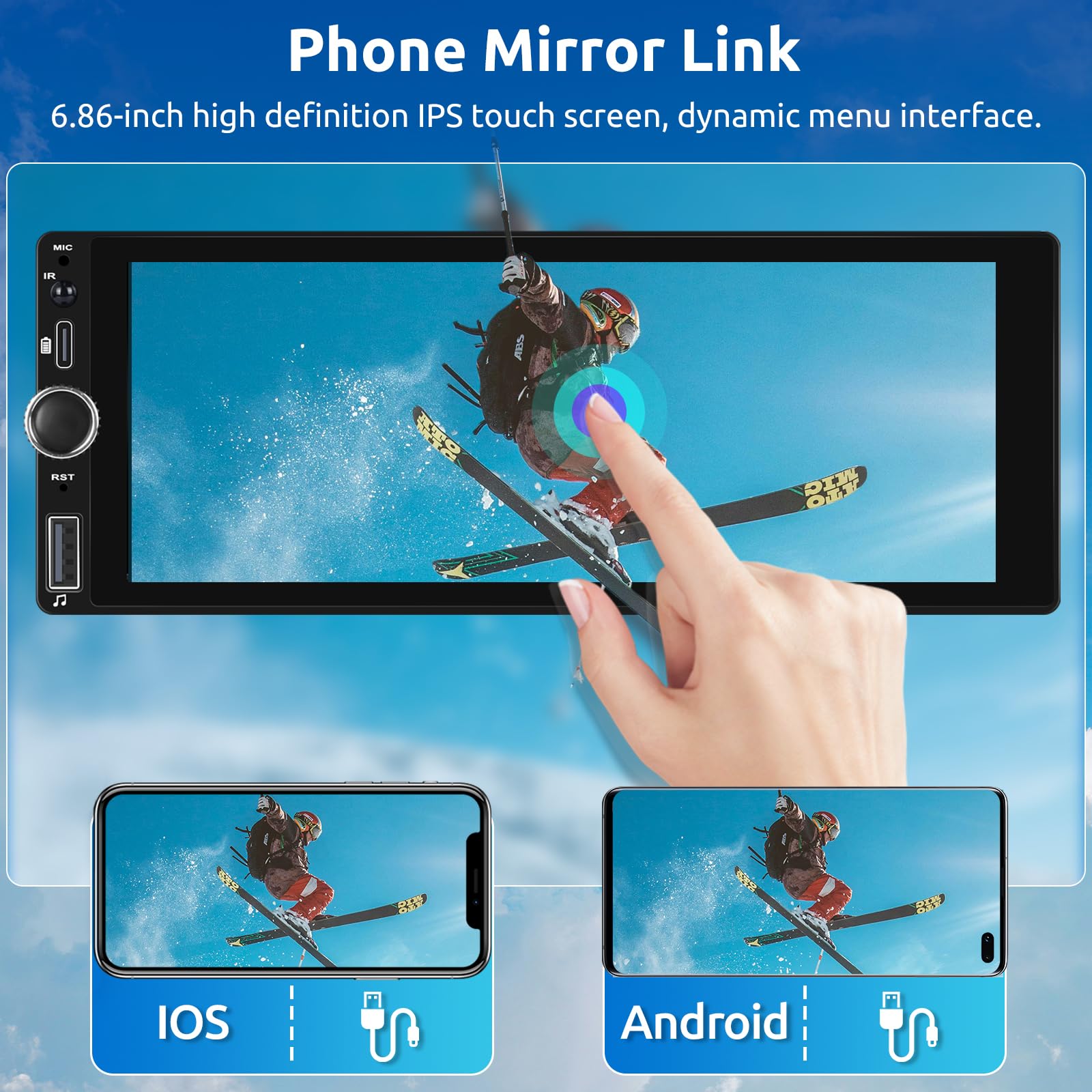 Hodozzy Autoradio 1 Din Avec Carplay & Android Auto,Ecran Tactile