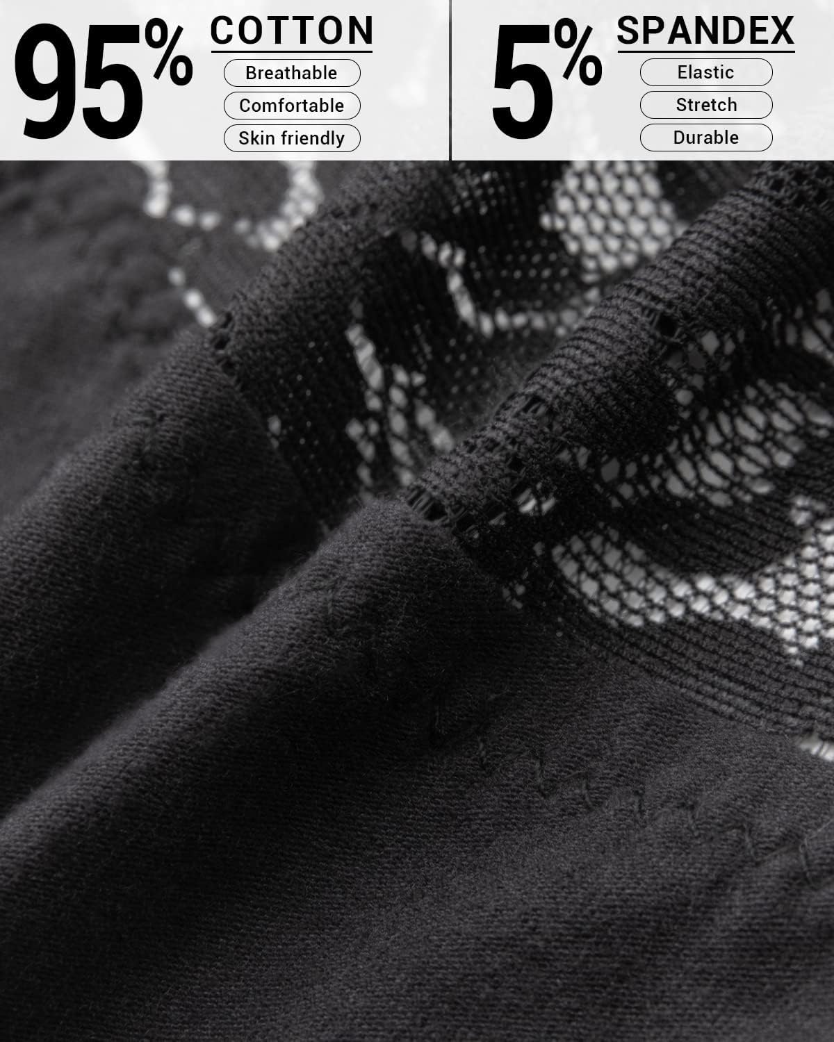 Jo & Bette Lace Thongs for Women - 6 or 12 Pack Low Rise Thongs - Lace Panties Cotton Underwear Women Sexy No Show Soft - Image 3