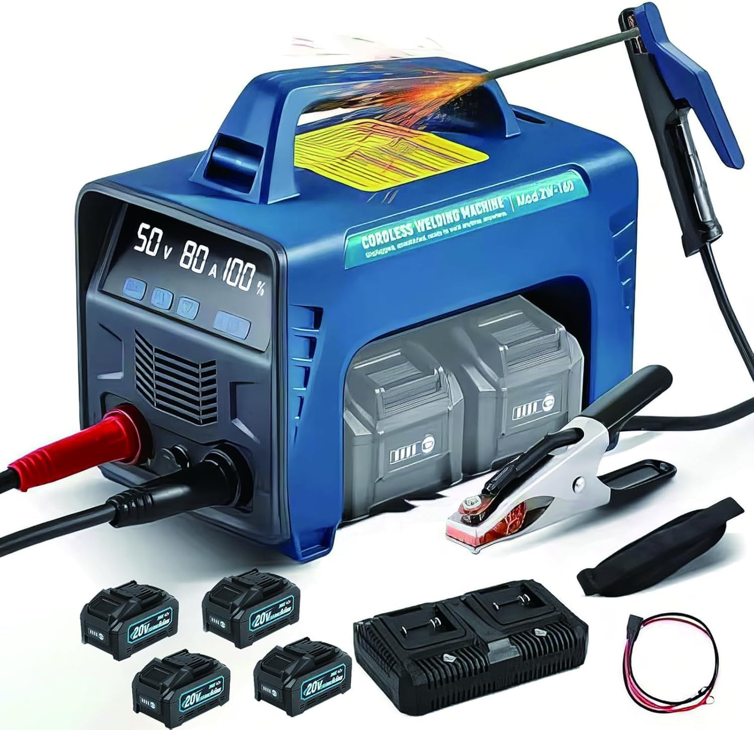 Spawarka akumulatorowa 3000 W MIG ARC TIG i falownik MMA 160A spawarka z wyświetlaczem, siłą łuku i powłoką zapobiegającą przywieraniu