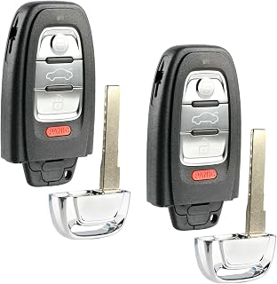 2X Key Fob Remote Replacement 4-Button Proximity for 2009-2016 Audi A4 S4 A5 S5 A6 S6 A7 S7 A8 S8 Allroad Q5 (IYZFBSB802, 8T0959754G)