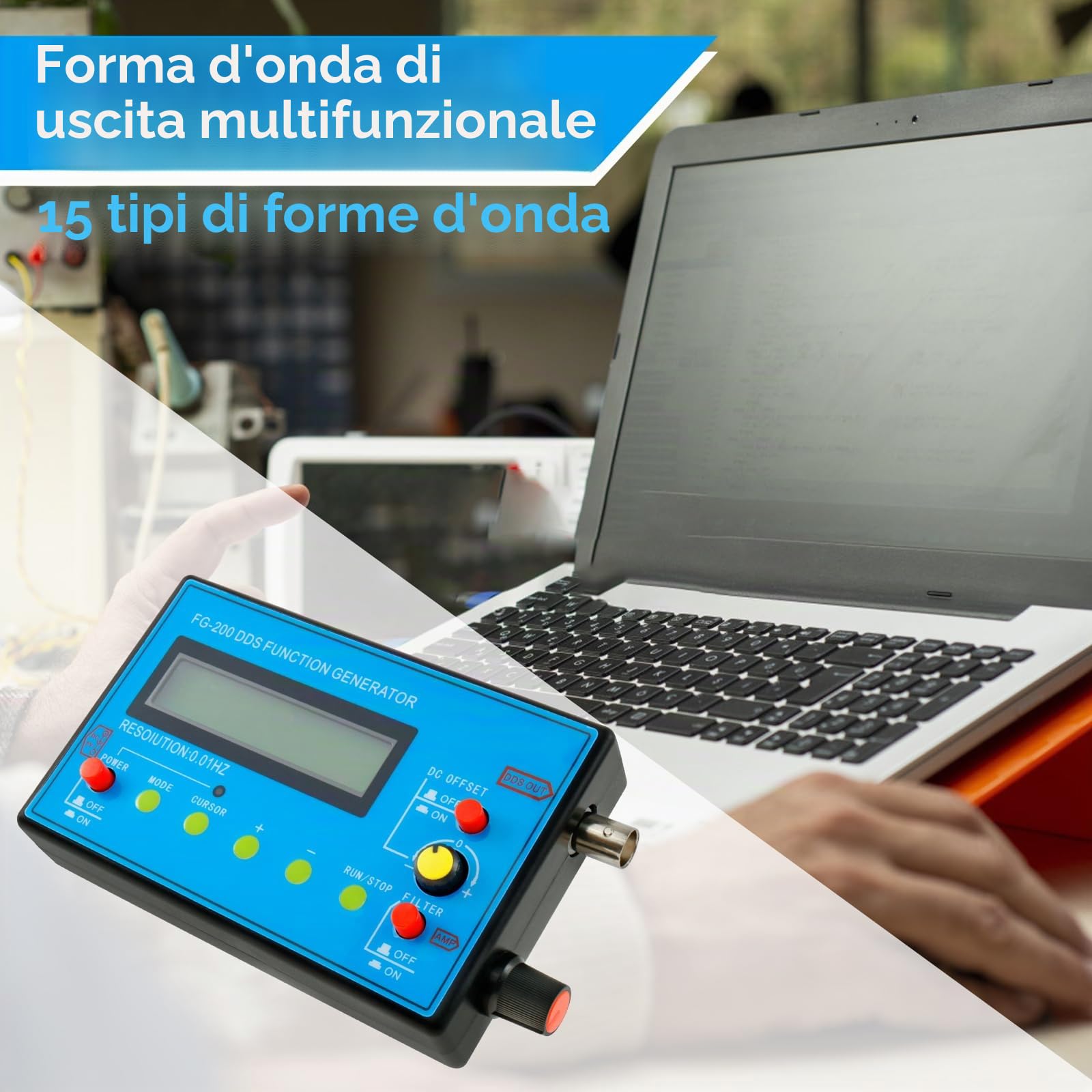 FG-200 DDS Generatore di Funzione 1-500kHz USB Ultra Precisione Stabilità 140 x 80 x 26 mm Generatore di Frequenza con Generatore di Onde Schumann Generatore di Segnale Generatore di Funzione