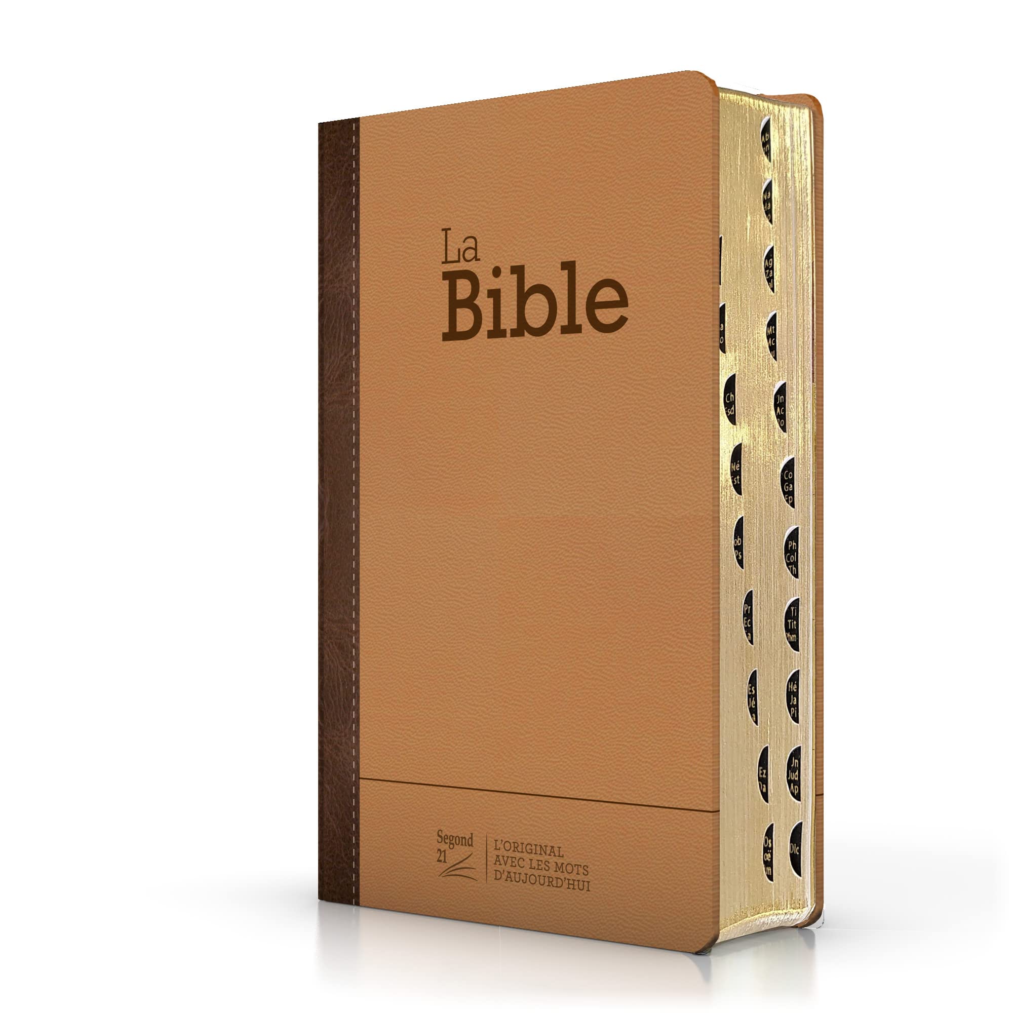 Bible Segond 21 compacte (premium style): couverture semi-rigide, duo cuir praliné-chocolat, tranches dorées