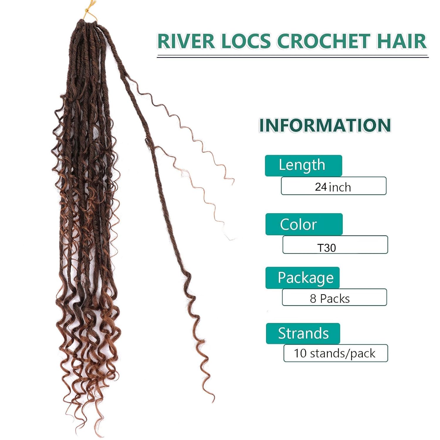 24 inch Bohemian goddess Locs Crochet Hair for Black Women 8 Packs Boho Faux Locs Crochet Braids Curly Ends Hair Extension