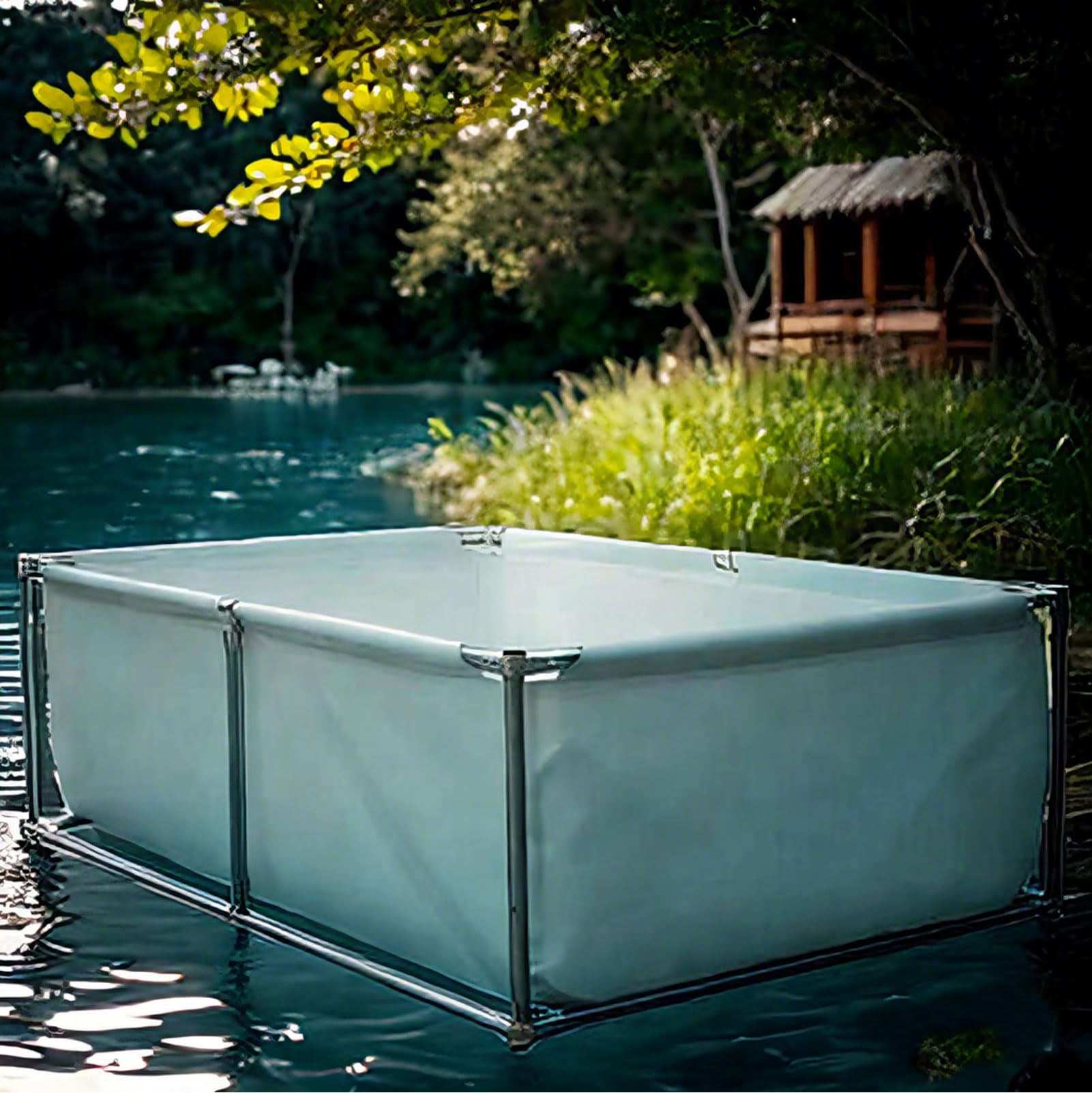 Large Framed Rectangular Swimming Pool, Above Ground Steel Frame Outdoor Garden Pool for Families & Kids, Easy Assembly, Durable Metal Frame, Includes Repair Patch