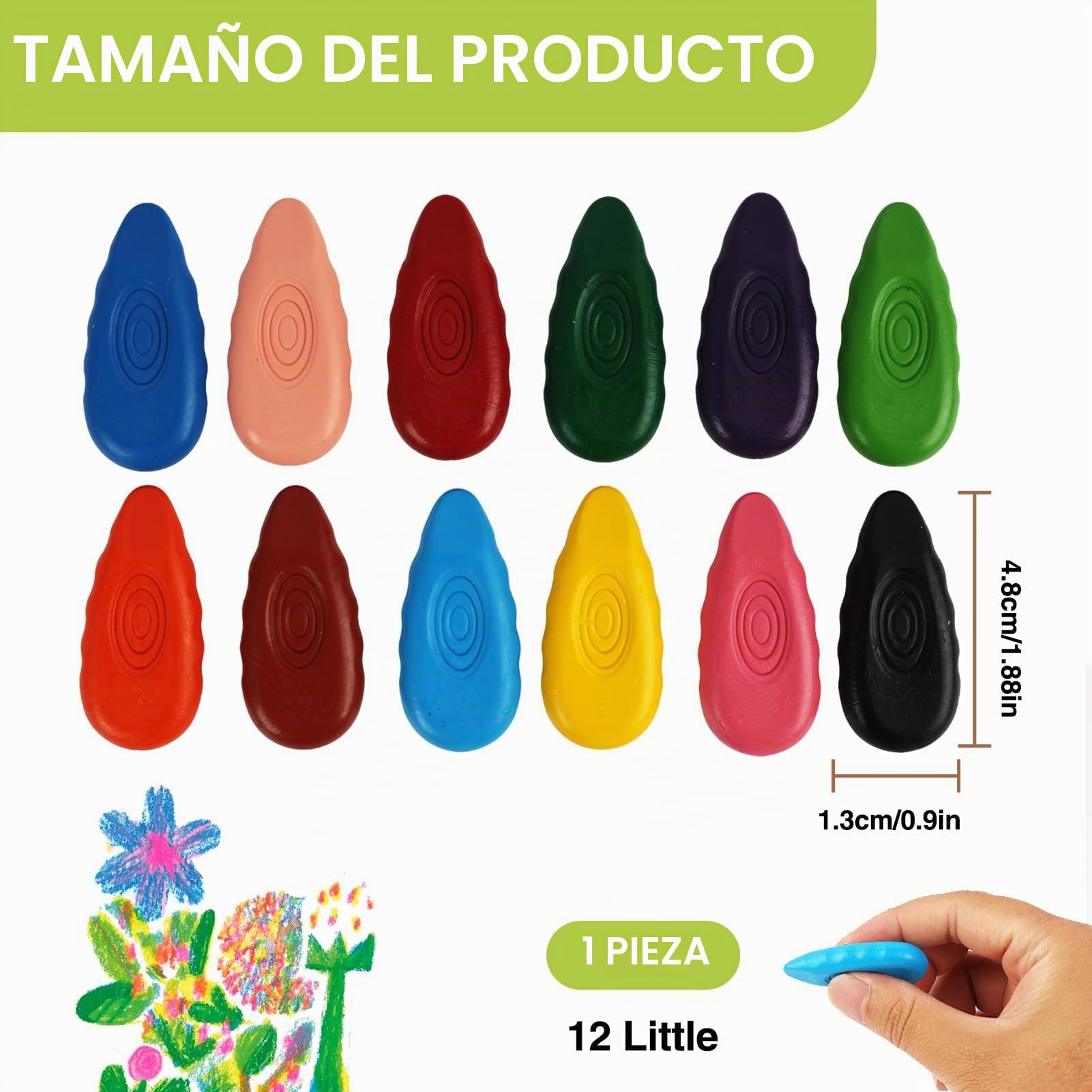 Owelth 36 Crayones De Colores En Forma De Cacahuete | No Tóxicos, Lavables Y Fáciles De Agarrar Para Niños Pequeños