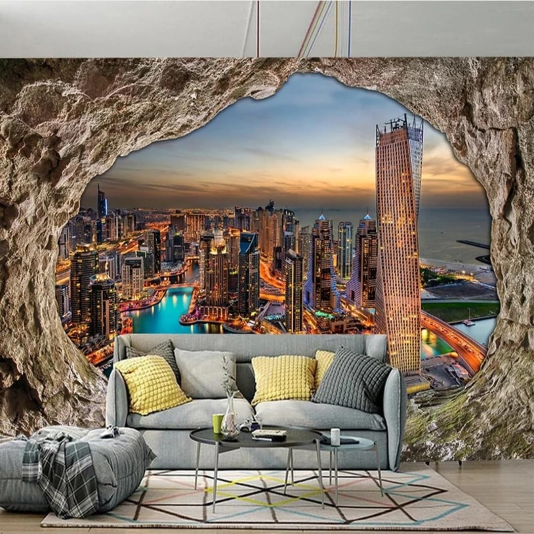 Papier peint 3D autocollant pour une chambre moderne style urbain
