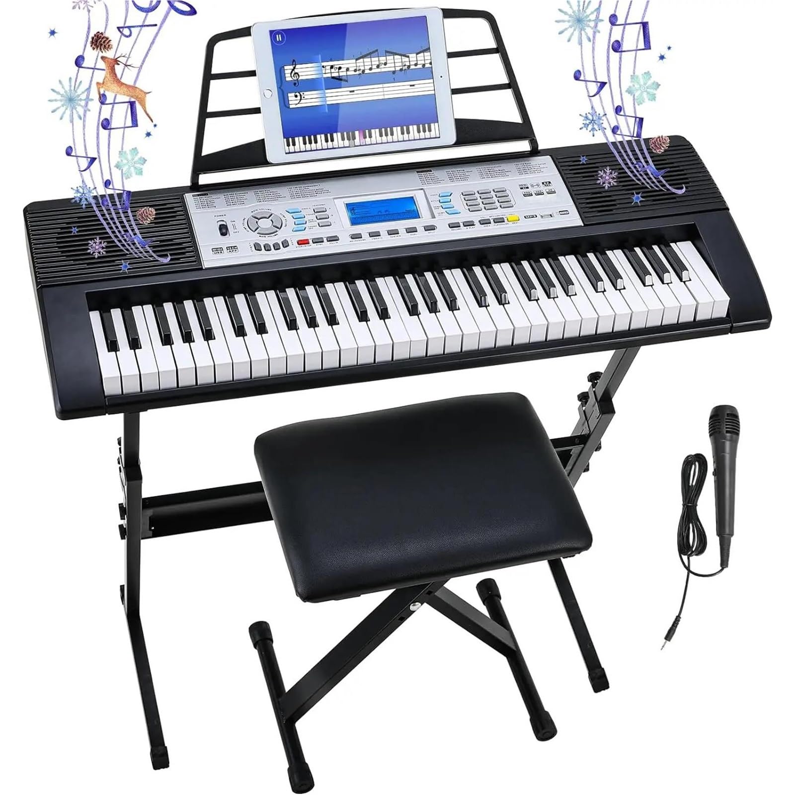Elektroniczny Instrument Fortepianowy Zestaw Pianina Elektronicznego Z 61 Klawiszami Mikrofonem I Wbudowanymi Dwoma Głośnikami