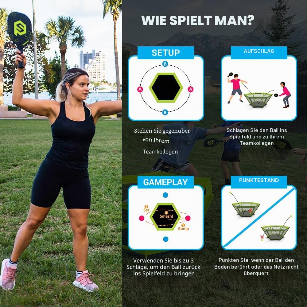 PaddleSmash - Outdoor-Spiele - Hofspiele - Strandspiele - Outdoor-Spiele für Erwachsene und Familie - Perfekt für Hinterhof, Strand, Heckklappe & Rasen