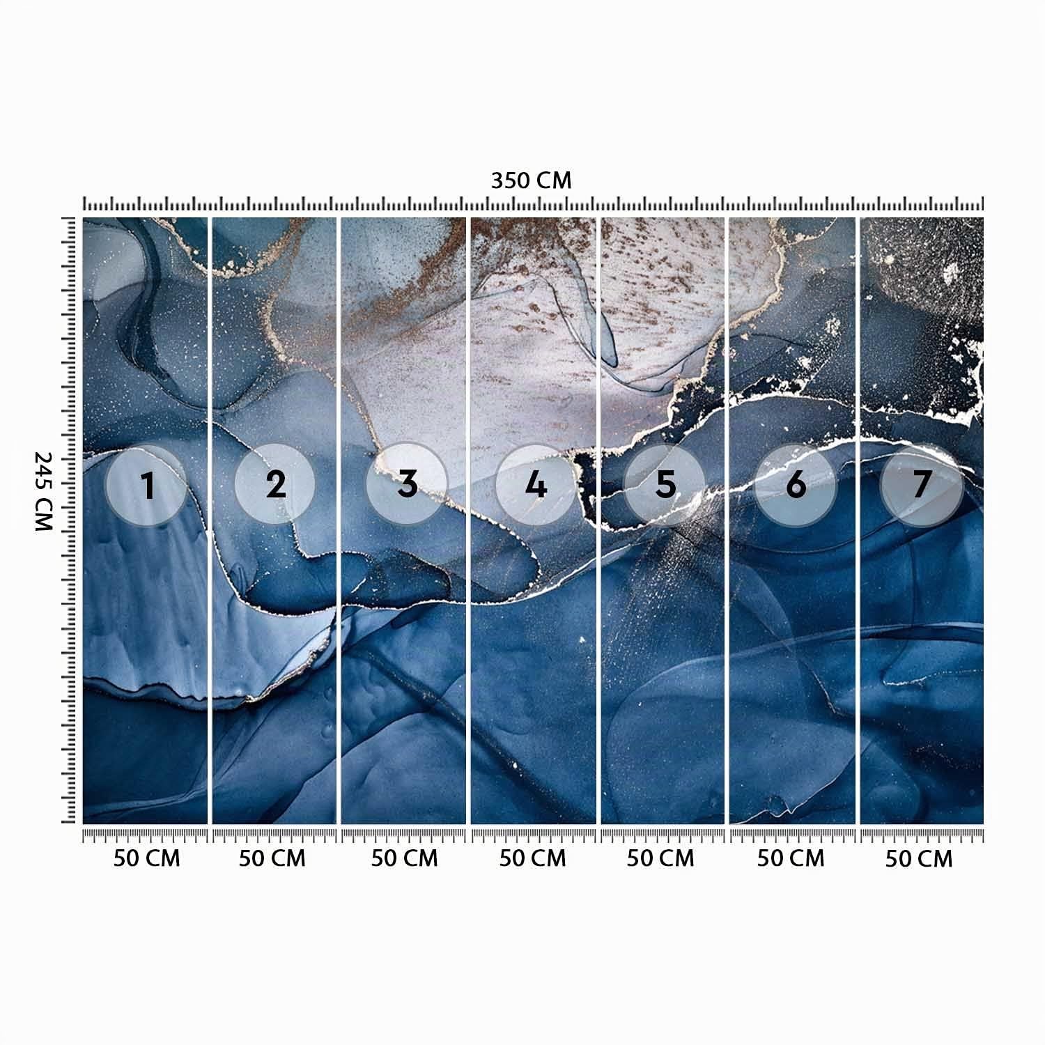 Feeby Carta Da Parati Minerale Sezione Trasversale Marmo 350x245 cm blu Fotomurale Tessuto Non Tessuto Per Casa Ufficio Camera Da Letto Gabinetto Soggiorno Astratto Struttura Pietra