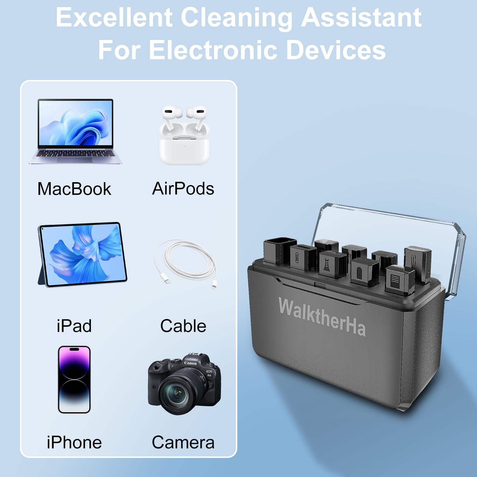 Kit de limpieza para iPhone, kit de limpieza multiherramienta de teléfono, herramienta de limpieza de puertos de carga, limpiador de teléfono para AirPods con detergente y cepillos para