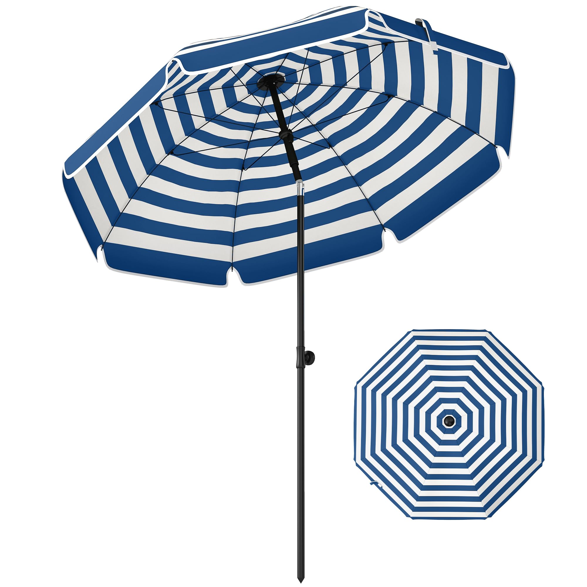 Outsunny 1.8 M Beach Umbrella Parasol With Sand AnchorTiltBlue/white from B&Q