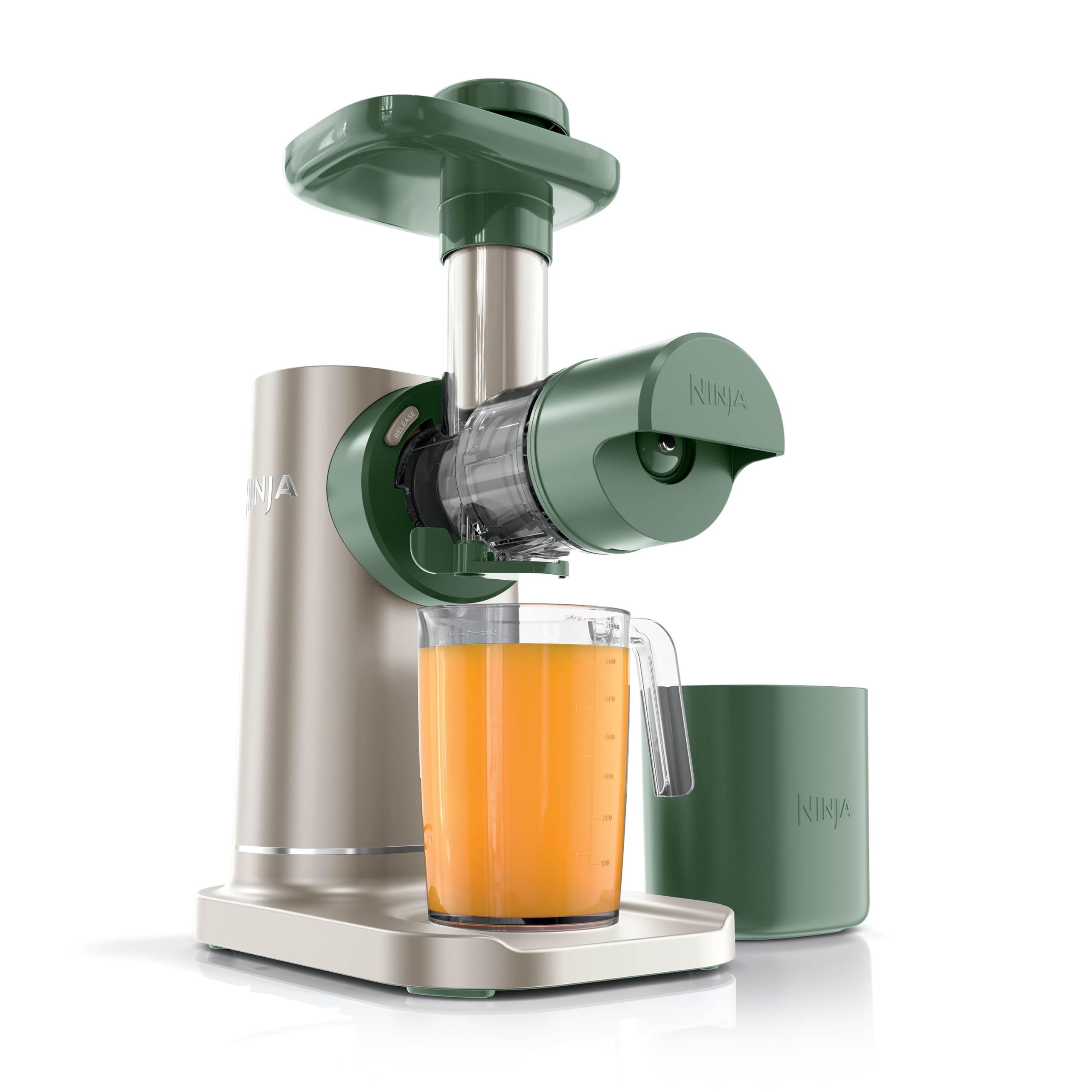 Ninja Cold Press Juicer Machine with 700ml Jug & 1.1L Pulp Container, Make Fresh Juices, Drinks & Wellness Shots, Compact, Dishwasher Safe & Removeable Parts, Stone/Spanish Moss JC151UKSDBRN