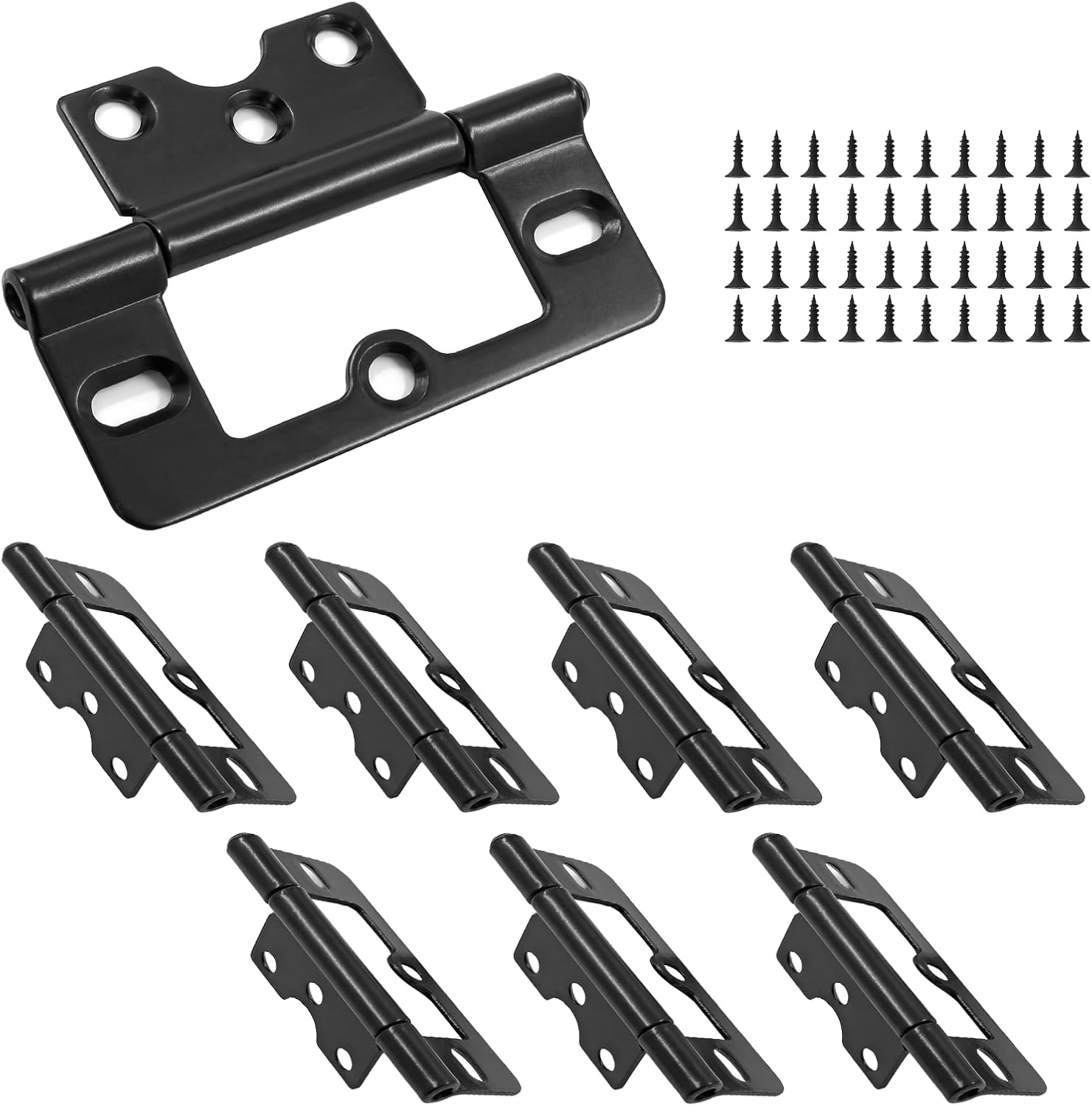 Auvotuis 8Pcs 3Inch Black NonMortise Door Hinges Modern Iron Flat
