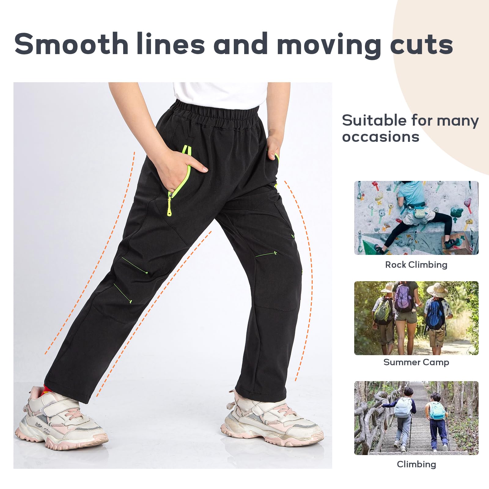 SUKUTU Pantalones de Primavera y Verano de Secado rápido para niños y niñas Pantalones de Senderismo Ligeros para niños