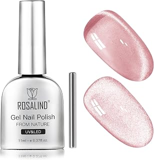 ROSALIND Cat Eye Gel 12ml Semi-Permanent Enamel | Pink Coloured Permanent Nail Polish with Magnet, UV LED Nail Art Manicure Semi-Permanent Nail Polish 1pc