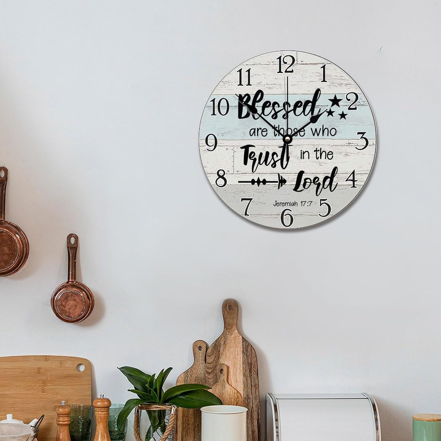 Trust in The Lord Wall Clock Wall Clocks Battery Operated Christian Jesus 12 Inch Silent Boho Retired Living Room Decor Gift for Man Woman Friend Anniversary