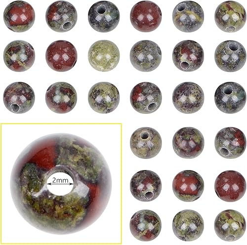 Miniatura 10 de Cuentas de cristal natural de 0.394in, piedras preciosas redondas energéticas curativas sueltas para hacer joyas, pulseras y tobilleras con agujero