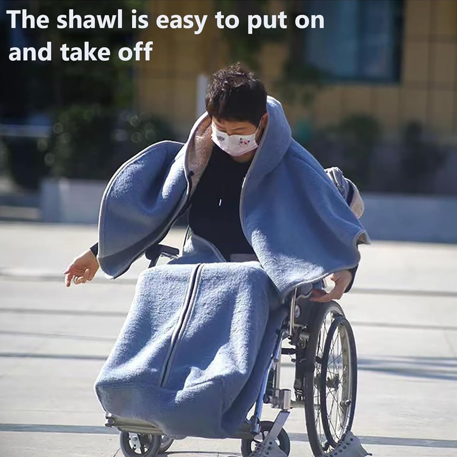 Manta Gruesa De Invierno para Silla De Ruedas, Cubierta Cálida para Todo El Cuerpo, Capa con Capucha a Prueba De Viento para Silla De Ruedas para Personas con Movilidad Limitada Al Aire Libre