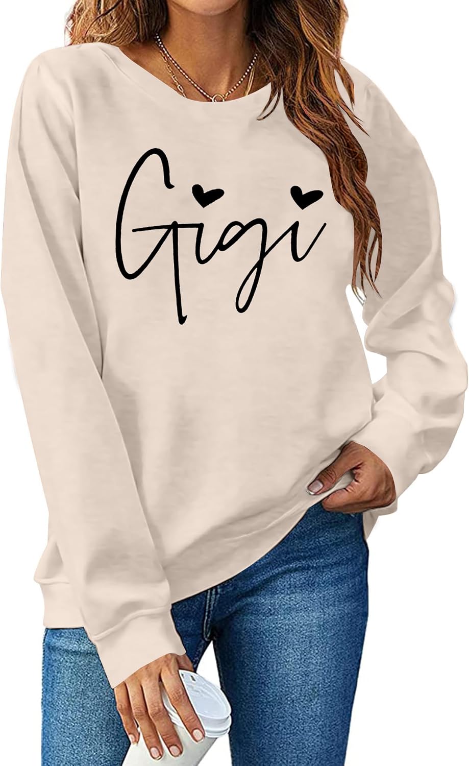 ALLTB Gigi Sweatshirt Women Gigi Heart Graphic Sweater Gifts for Grandma Nana Pullover Top Casual Long Sleeve Tee Tops