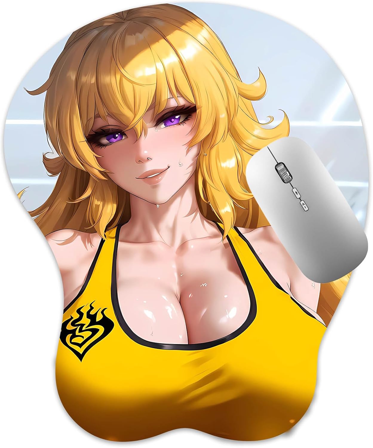3D Mouse Pad, Oppai Mousepad with Soft Gel Wrist Rest Anime Manga Gaming Boob pad Anti-Slip Mouse Mat, Yang Xiao L