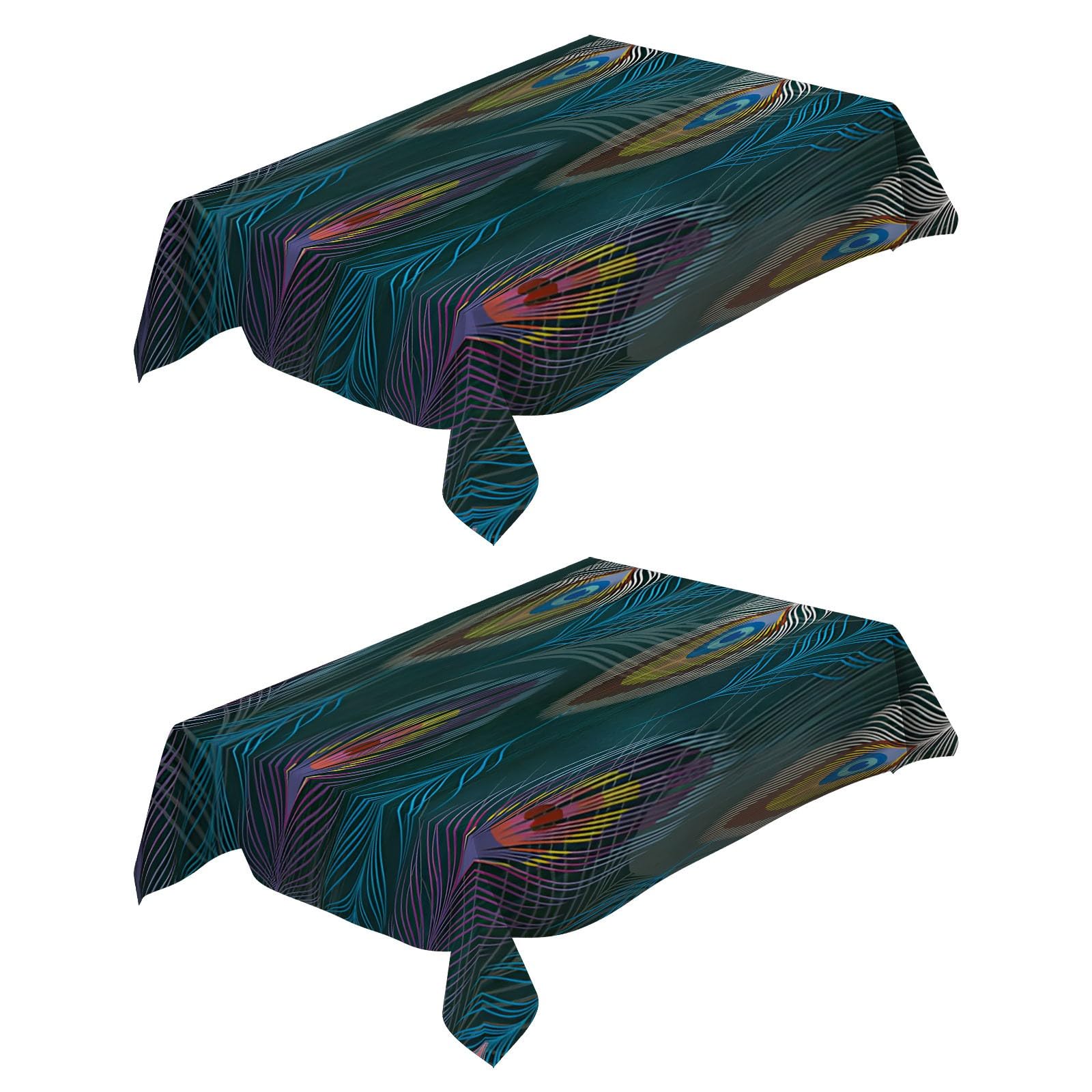 Nappe de table cuisine et anniversaire motif paon essuyable 2Pcs